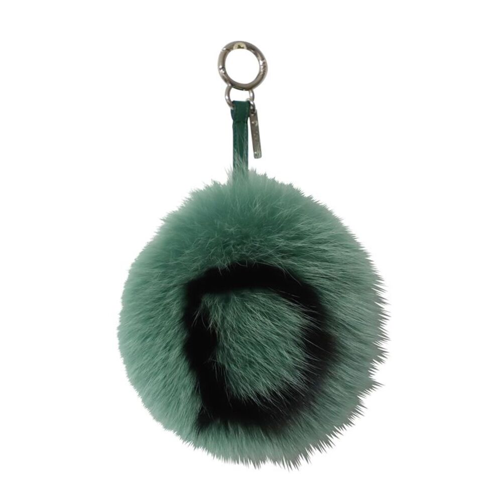 Fendi Initial Pom-Pom Charm in Green Fur